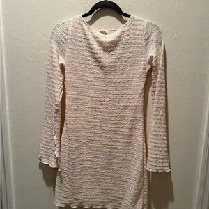 Women's Elegant Cream Textured Women's Dress -Size XS - sheer